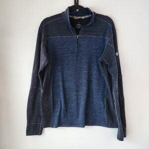 Kuhl Wool Quarter Zip Pullover Sweater Sweatshirt Blue Hiking Camping Men's L